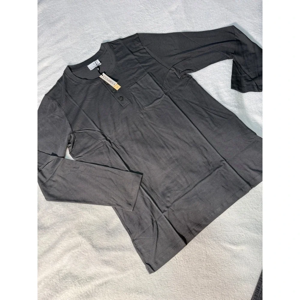 Cosabella Gray Pima Cotton Modal Henley Pajama Set  Lounge Jogger‎ Pants size M